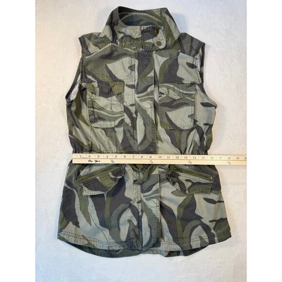 Nordstrom Caslon Green Camo Utility Vest Military Pockets Small - Picture 11 of 12